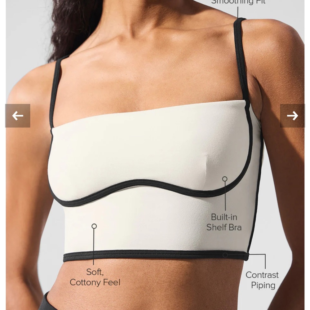 ALO Yoga Cream Bandeau with Black Trim